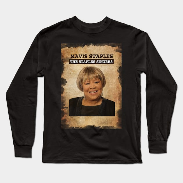 Vintage Old Paper 80s Style Mavis Staples Long Sleeve T-Shirt by Madesu Art